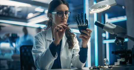 Portrait of a Young Female Scientist Working in Technological Research and Development Company,...