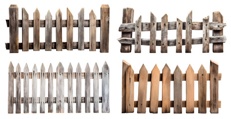 Blank Wooden brown white washed oak grunge old rustic board wood fence gate on transparent background cutout, PNG file. Many assorted different Mockup template for artwork design.

