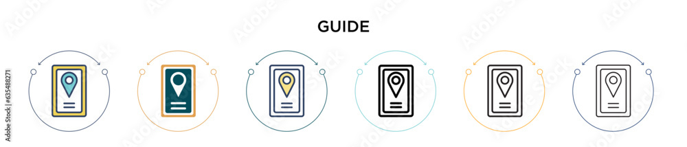 Poster guide icon in filled, thin line, outline and stroke style. vector illustration of two colored and bl