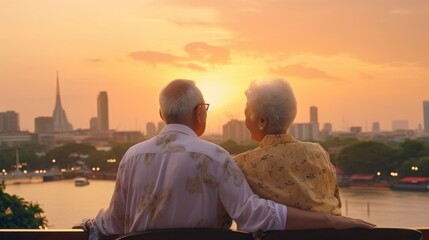 Happy seniors on vacation travelling and joyful nice in a great moment, happy retirement concept.