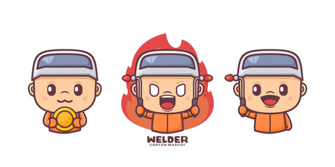 welder cartoon mascot. vector illustrations