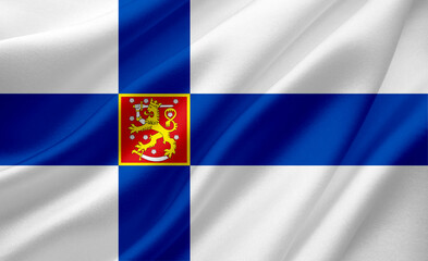 The flag of the Republic of Finland is a northern country in Northern Europe. high quality