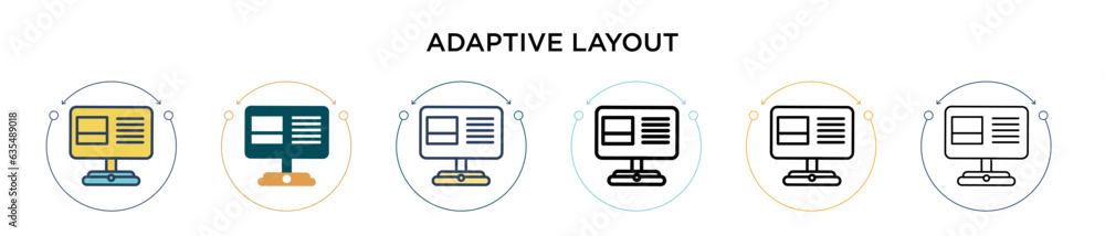 Poster adaptive layout icon in filled, thin line, outline and stroke style. vector illustration of two colo