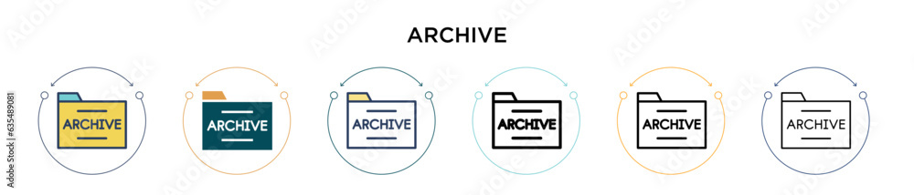 Poster archive icon in filled, thin line, outline and stroke style. vector illustration of two colored and 