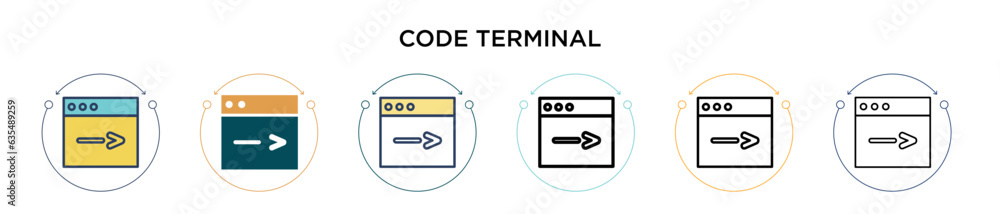Poster code terminal icon in filled, thin line, outline and stroke style. vector illustration of two colore