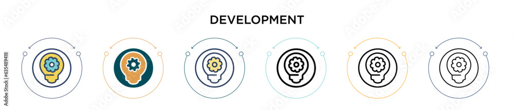Poster development icon in filled, thin line, outline and stroke style. vector illustration of two colored 