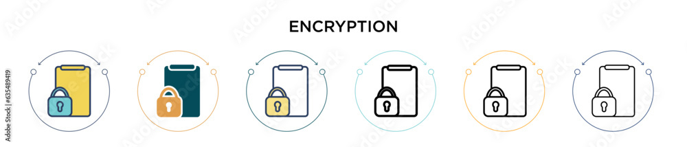 Poster encryption icon in filled, thin line, outline and stroke style. vector illustration of two colored a