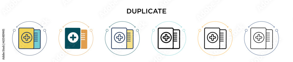 Poster duplicate icon in filled, thin line, outline and stroke style. vector illustration of two colored an