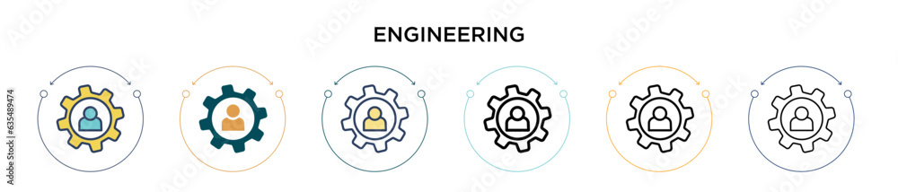 Poster engineering icon in filled, thin line, outline and stroke style. vector illustration of two colored 