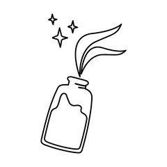 Bottle magic liquid potion in doodle style.