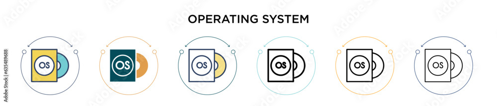 Poster operating system icon in filled, thin line, outline and stroke style. vector illustration of two col