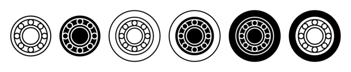 Ball Bearing Icon set. friction bearing vector symbol in black filled and outlined style. - obrazy, fototapety, plakaty
