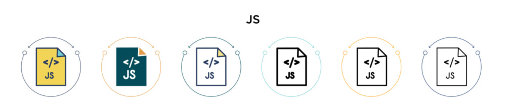 Js icon in filled, thin line, outline and stroke style. Vector illustration of two colored and black js vector icons designs can be used for mobile, ui, web