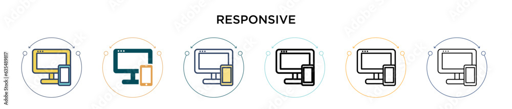 Poster responsive icon in filled, thin line, outline and stroke style. vector illustration of two colored a