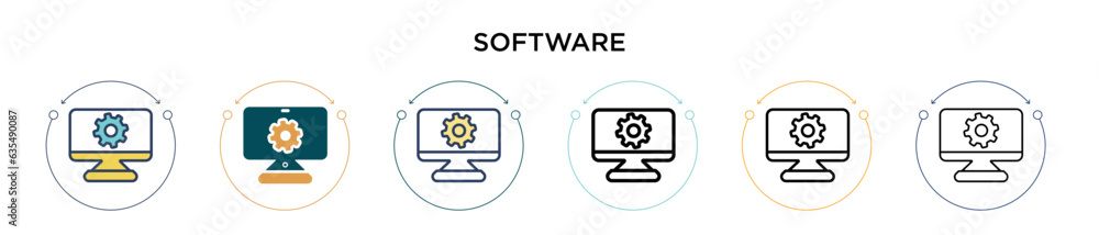 Poster software icon in filled, thin line, outline and stroke style. vector illustration of two colored and