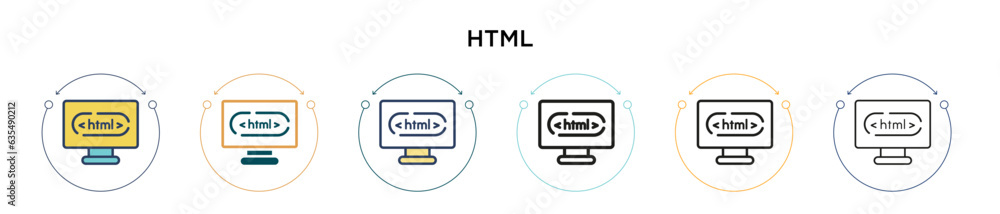 Poster html icon in filled, thin line, outline and stroke style. vector illustration of two colored and bla
