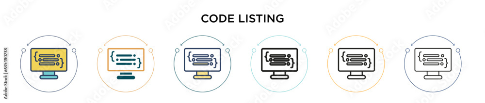 Poster code listing icon in filled, thin line, outline and stroke style. vector illustration of two colored