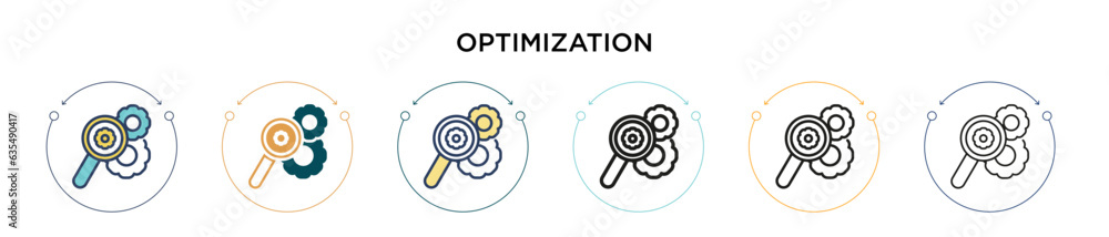 Poster optimization icon in filled, thin line, outline and stroke style. vector illustration of two colored