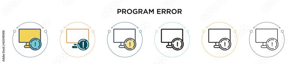 Poster program error icon in filled, thin line, outline and stroke style. vector illustration of two colore