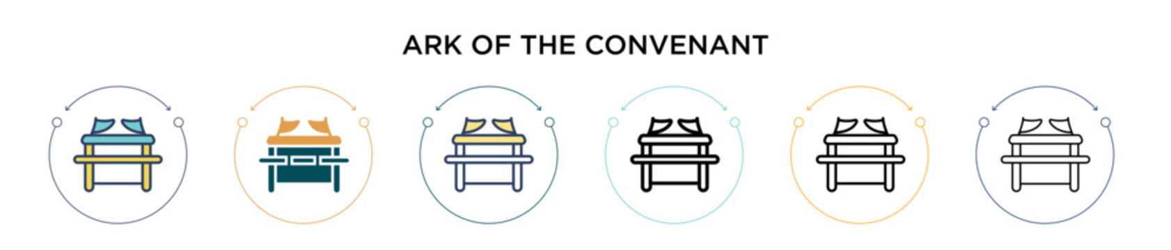 Ark of the convenant icon in filled, thin line, outline and stroke style. Vector illustration of two colored and black ark of the convenant vector icons designs can be used for mobile, ui, web