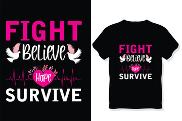 fight believe hope survive, breast cancer awareness t shirt
