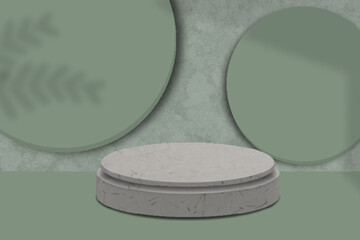 3d Podium With Green Circle On The Wall