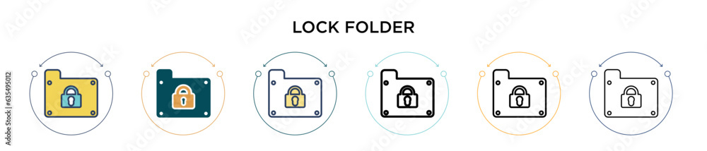 Poster lock folder icon in filled, thin line, outline and stroke style. vector illustration of two colored 