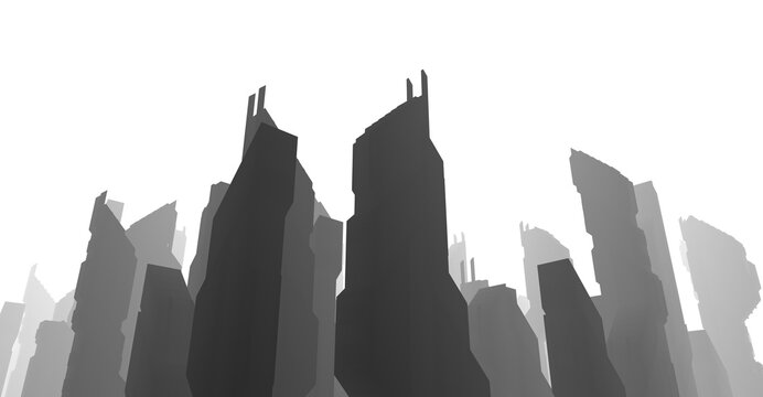 black and white silhouette of a city