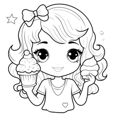 girl with a ice cream, png, kawaii, cute 