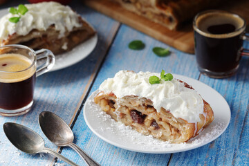 Traditional Austrian strudel with apples