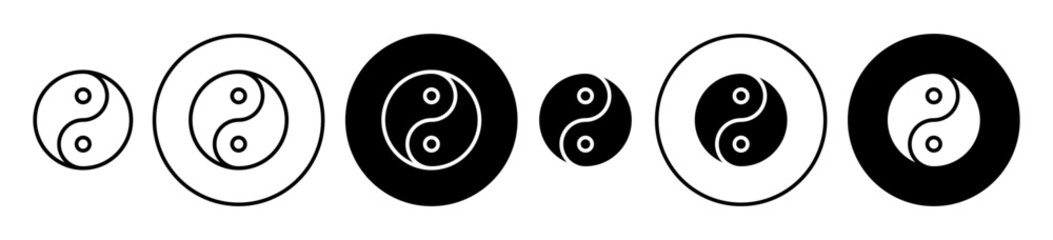 yin yang vector icon set. jing jang symbol in black color. karma sign.