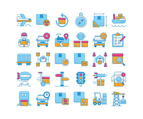 Logistics and Delivery Icons Flat Set