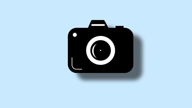 Camera icon, simple design animation logotype background. k1_426