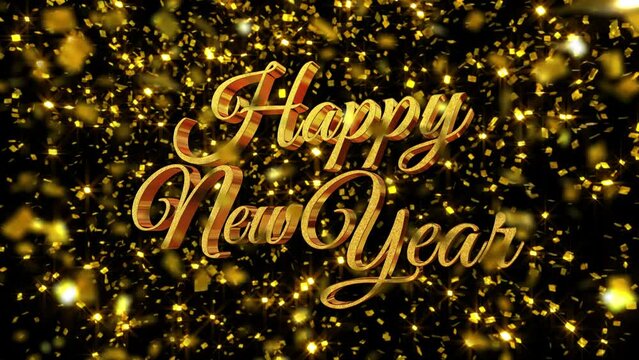 金箔背景 文字素材 Happy New Year 筆記体