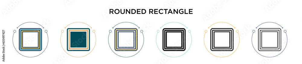 Poster rounded rectangle icon in filled, thin line, outline and stroke style. vector illustration of two co