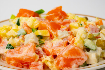 Fresh salad with smoked salmon.