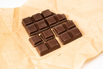 A chocolate bar isolated on white background.
