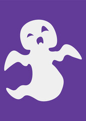 Funny Ghost Vector Illustrations on Halloween. Picture for party decor.