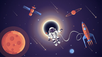 Astronaut, rocket, and space © hjamaludin