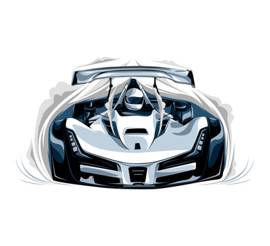 racing car front view, white and blue clip art preview