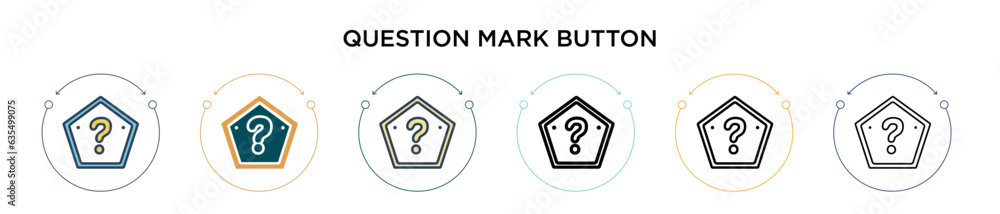 Poster question mark button sign icon in filled, thin line, outline and stroke style. vector illustration o