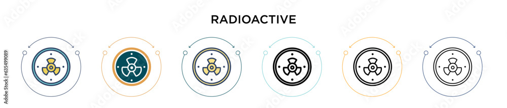 Poster radioactive signal icon in filled, thin line, outline and stroke style. vector illustration of two c