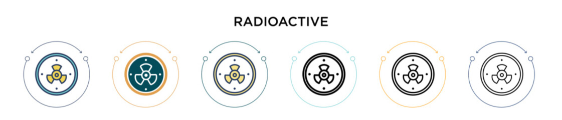 Obraz premium Radioactive signal icon in filled, thin line, outline and stroke style. Vector illustration of two colored and black radioactive signal vector icons designs can be used for mobile, ui, web