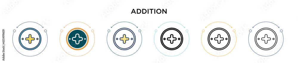 Poster addition icon in filled, thin line, outline and stroke style. vector illustration of two colored and