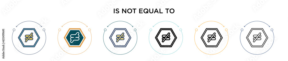 Poster is not equal to icon in filled, thin line, outline and stroke style. vector illustration of two colo