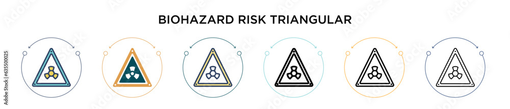 Poster biohazard risk triangular signal icon in filled, thin line, outline and stroke style. vector illustr