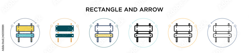 Poster rectangle and arrow signals icon in filled, thin line, outline and stroke style. vector illustration