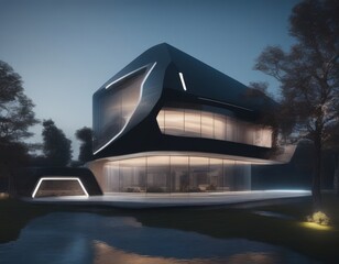 futuristic building concept 3d render