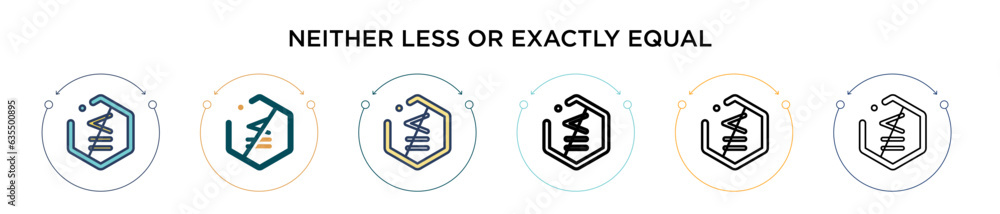Poster neither less or exactly equal symbol icon in filled, thin line, outline and stroke style. vector ill