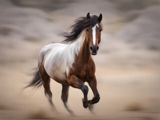 Obraz na płótnie Canvas Wild horse running in the desert